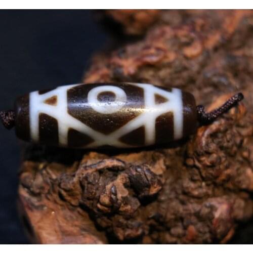 AL Treasure Magic Power Tibetan old Agate KINGKONG 2 EYE dZi Bead Amulet Pendant Talisman Timestown UPD21Asw