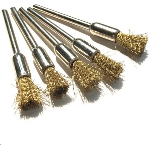 Free shipping of 5pcs/set 3*6mm brass wire brush for brushing derusting polishing wheel grinding head flat steel wire