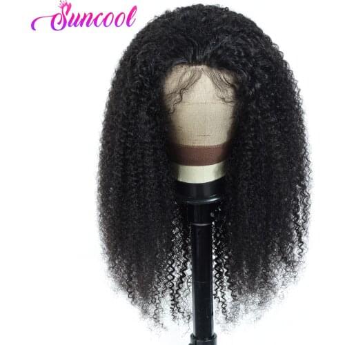Brazilian Kinky Curly Lace Front Wig 150% Density 13x4 Curly Lace Front Human Hair Wigs Suncool Non-remy 4x4 Lace Closure Wig