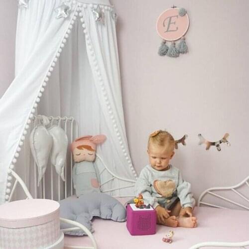 Baby Mosquito Net Bed Net Play House Decoration Hairball Lace Dome Childrens Tent Bed Curtain Hanging Solid Color Bed Curtain