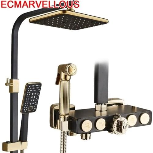 De Choveiro Duschsystem Conjunto Ducha Preto Torneira Lavabo Douchette Eletrico Chuveiro Do Banheiro Bathroom Shower System