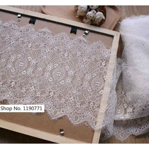 20CM Wide Black/White Bilateral Eyelash Lace Fabric Skirt Stitching Clothing Home Curtain Accessories Wedding Lace