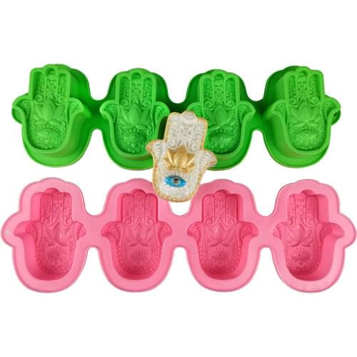 4Holes Hand Shape Soap Mold Silicone Mould for Soap Making DIY Handmade Candle Cake Baking Soap Moulds Mold Kitchen Tools
