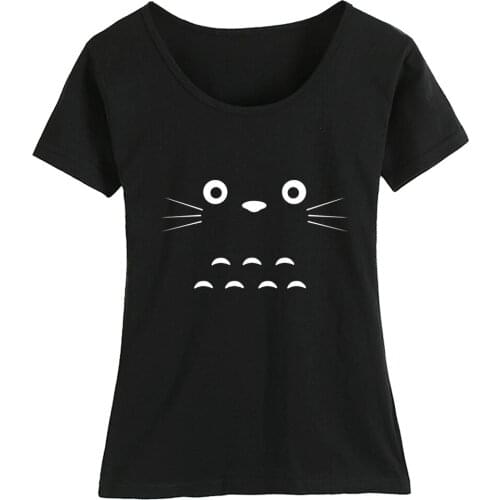 Cotton Girl Woman Short Sleeve T Shirt My Neighbor Totoro Japan Cartoon Couple Clothes Summer ZIIART