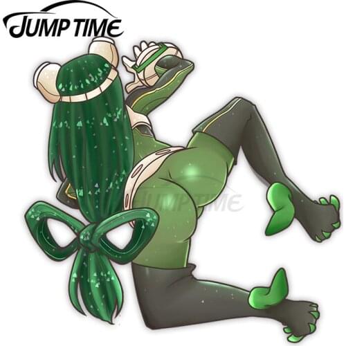 JumpTime 13 x 9.8cm My Hero Academia Mini Tsuyu Asui Anime Car Stickers Bumper Personality Decal Windshield Car Assessoires