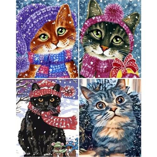 Canvas Size 5D Diy Diamond Painting Cross Stitch Kit Diamond Mosaic Embroidery " Cat " Painting Square/Round Drill Gift