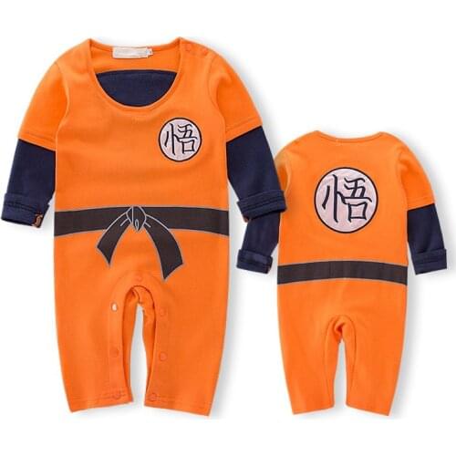 Infant Baby JP Anime Goku Orange Rompers Kids Halloween Cosplay Costumes Party Role Play Dress Up Suit Photography Outfit Props