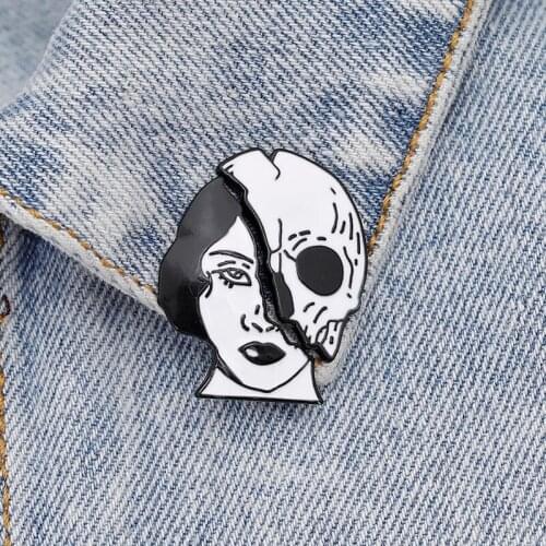 Creative new arrival Split Face for women fashion unique brooches pins unisex popular cowboy jeans accessories