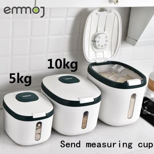 Kitchen Container 5KG 10KG Bucket Nano Insect-Proof Moisture-Proof Rice Box Grain Sealed Jar Home Storage Pet Dog Food Store Box