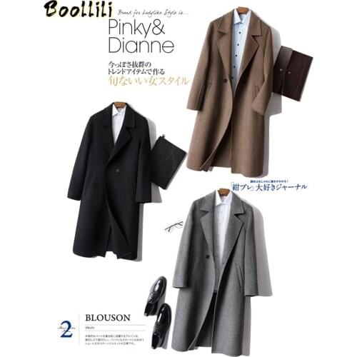 Boollili Mens 100% Wool Coat Double-sided Long Jacket Men Clothes 2020 Casual Spring Autumn Casaco Masculino