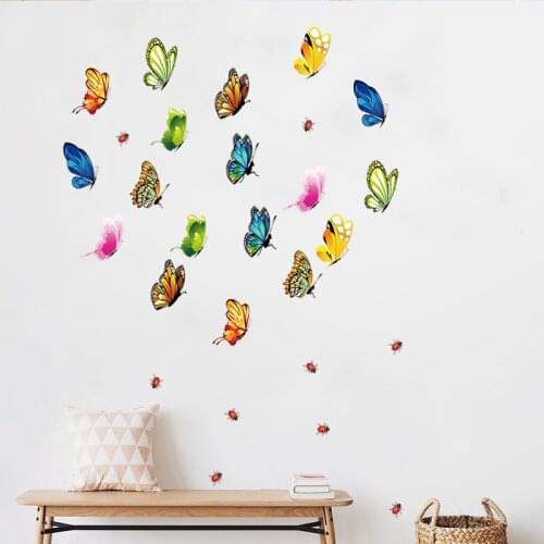 Butterfly Wall Stickers Home Decor Kids Room Decoration DIY Art Wall Decals Kitchen Bathroom Living Room Wedding Adhesive Small