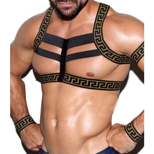 Nightclub bar dj male ds singer gogo party show retro pattern sexy elastic bandage costume W party