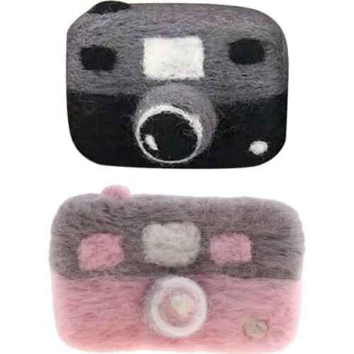 New Needle Felted Wool Camera Newborn Photography Accessories for Photo Stuffed Baby Photo Prop Pink Black Camera