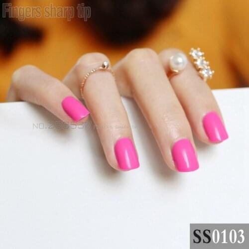 2017 new 24pcs false nails dark pink candy short paragraph round square head comfortable multicolor all wrapped SS0103