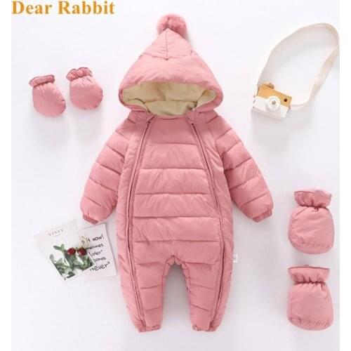2021 new born Hooded Plus Velvet Warm Boys Snowsuit Toddler Snow Suit Baby Girl clothes Cotton Overalls Newborn Jumpsuit Rompers