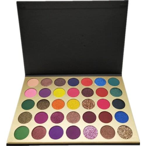 Wholesale 35 Colors Matte Shimmer Glitter Eyeshadow Palette High Pigment Eye Makeup Shadow No Logo Custom Private Label Cosmetic