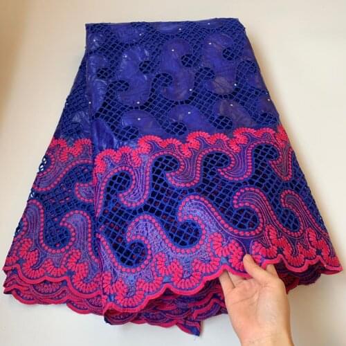 Wholesale Bazin Riche African Fabric 2021 High Quality Embroidered With Stones Hollow Out Swiss Voile Design 5 Yards/Pcs Sewing