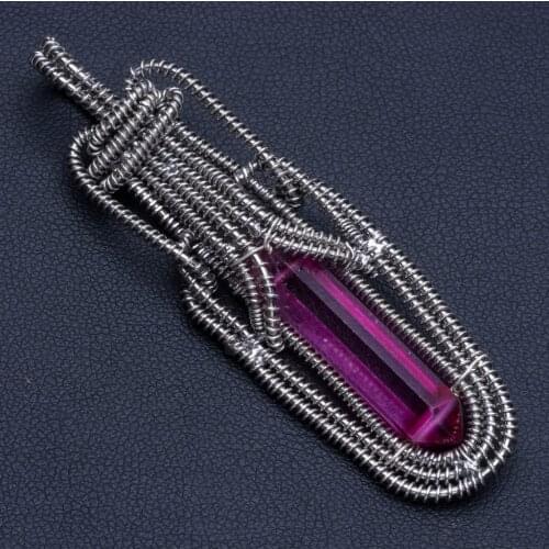 Natural Aura Quartz Boho Style 925 Sterling Silver Pendant Necklace 2 1/2" R0718