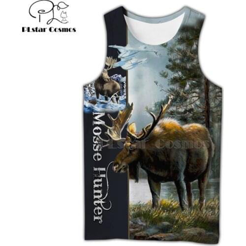 PLstar Cosmos Moose elk wapiti Hunting 3D Print Unisex Summer Vest/Tank Top home cool Comfortable Men Women high quality