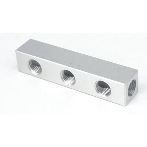 1/4" BSP 20*20mm 3 Way 6 Port Pneumatic Solid Aluminum Quick Connector Manifold Block Splitter Hose Plug Socket Base