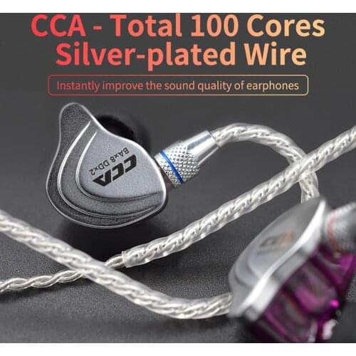 Silver Plated Noise Reduction HiFi 3.5mm Plug Earphone Cable for CCA-C10/C10