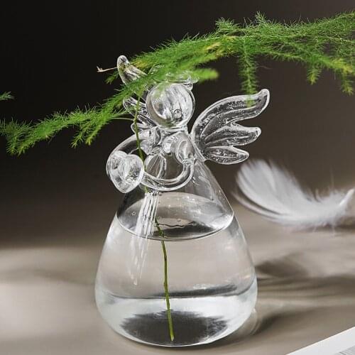 Glass Transparent Vase High Borosilicate Glass Vase Angel Creative Flower Device Flower Arranging For Home Decoration Tools New