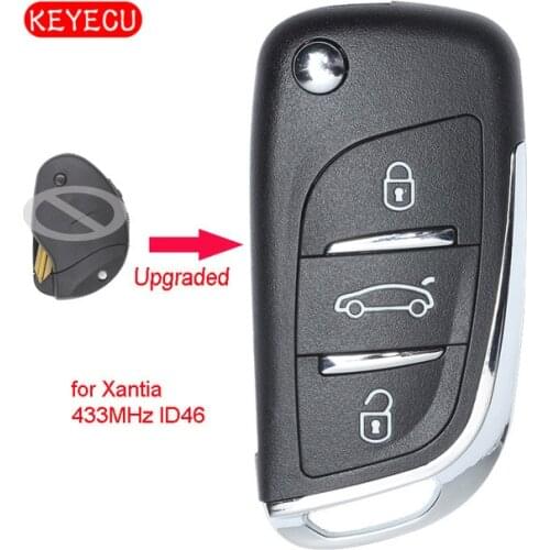 Keyecu Upgraded Flip Remote Control 3 Button Fob 434MHz ID46 Chip for Citroen Xantia SX9 Blade Car Key