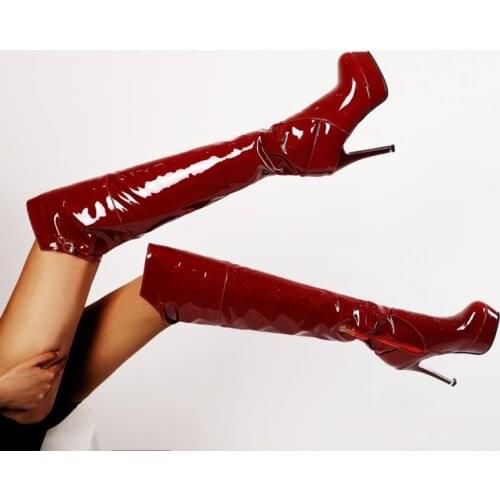 Plus size 33-50 2020 slim over the knee boots women high heels platform shoes winter plush sexy thigh high boots female T707-7