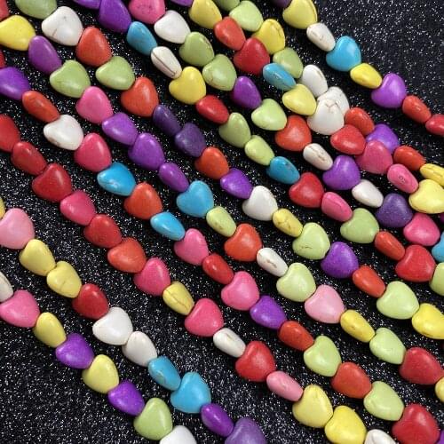 Mix Color Howlite Turquoises Heart Shape Loose Beads for Jewelry Making DIY Crafts Necklace Bracelet Accessories Size 8 10 12mm