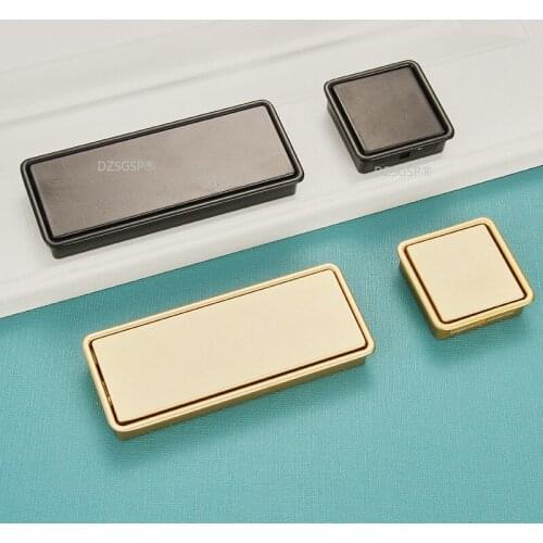 Cabinet Kitchen Knob Zinc Alloy Golden Black Drawer Cupboard Handles Nordic Style Square Hidden Wardrobe Closet Pulls