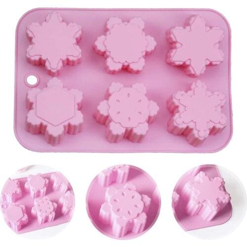 6-Piece Different Patterns Christmas Snowflake Oriental Cherry Shaped Silicone Cake Mold DIY Handmade Soap Mold #BW
