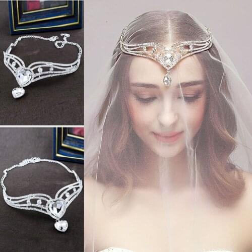Rhinestone Crystal Silver Wedding Headpiece Bridal Frontlet Hair Accessory