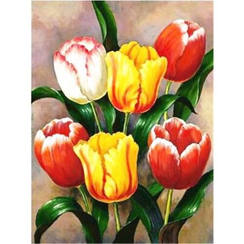 Tulips Flower DIY Cross Stitch Embroidery 11CT Kits Craft Needlework Set Cotton Thread Printed Canvas Home Dropshipping