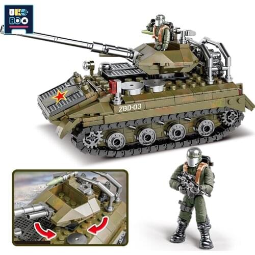 UKBOO Military 485PCS ZBD-03 Airborne Infantry Fighting Vehicle Model Building Blocks City Army Tank Weapons Bricks Toys Child