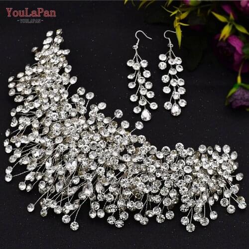 YouLaPan HP376 Wedding Crown Tiara Crystal Wedding Accessories Bridal Crowns Bridal Headbands Rhinestone Women Hair Jewelry Set