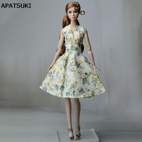 Green Countryside Floral Dress For Barbie Doll Clothes Evening Dresses Clothes For Barbie Dolls Outfits 1/6 Doll Accessories