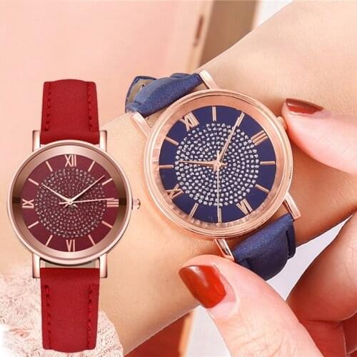 Womens Watch Luxury Male Female Quartz Men Watches Leather Belt Star Sky Dial Casual Fashion Bracelet Ladies Girls Clock Gifts