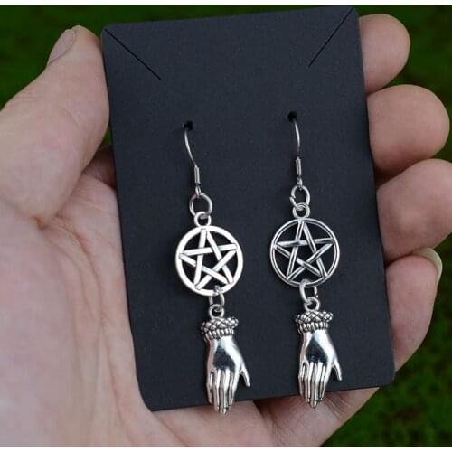 Hand of Goddess Earring Silver Star Witch Dangle Earring Gothic Punk Jewelry For Women