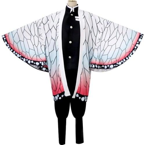 Anime Demon Slayer Kochou Shinobu Women Cosplay Costume Kimetsu no Yaiba Halloween Costumes Kimono top+pants+jacket+belt+wig