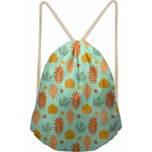 Noisydesigns Plant leaves contextual truth Printing Drawstring Bag Women Backpack Children For Teenager Girls Cinch Mochila