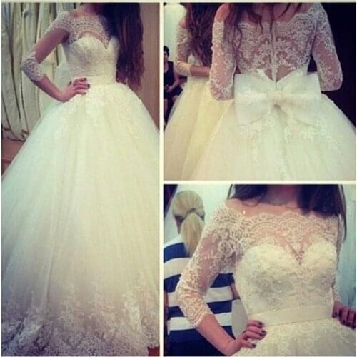 2018 vestido de noiva robe de mariee boat neck cap sleeve Count Train bridal ball Gown sleeves mother of the bride dresses