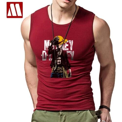 Hot Anime One Piece Monkey.D.Luffy Cartoon Cotton High Quality Undershirt Bodybuilding Fitness Sleeveless Vest Mens Tank Tops