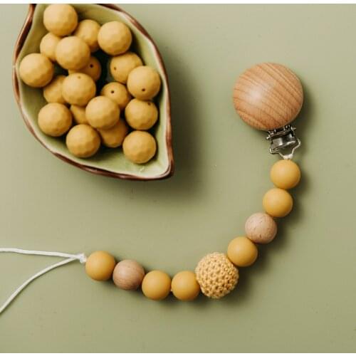 1PC Baby Teether Pacifier Chain Crochet Beads Rodent Soother Clip Baby Shower Gift for Kids Toys Hand Made