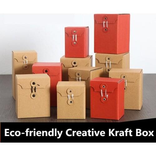 10pcs/lot Creative Simple Gift box with rope Eco-friendly Kraft Paper DIY gift bag Cup box Candy box kawaii Party Supplies