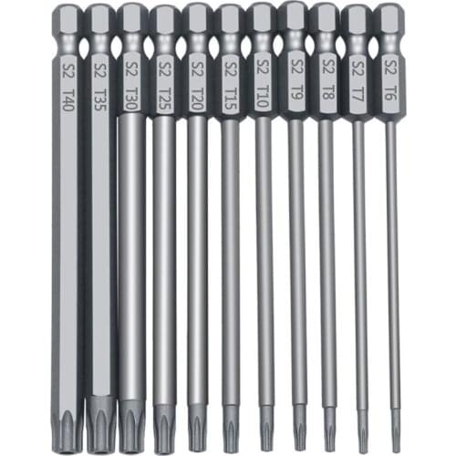 11/12pcs Tamper Proof Security Drill Bit Set Torx Screwdriver Flat Head 1/4" Hex