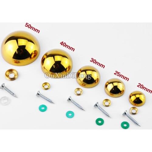 200PCS/LOT Stainless Steel Spherical Advertising Nails Screws Glass Acrylic Mirror Caps DIY Fixed Decoration Covers Gold