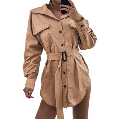 2019 Women Long Shirt Spring Summer Cotton Shirts Solid Color Boyfriend Style Tops High Street Fashion coat