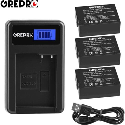 3Pcs DMW-BLC12 DMW-BLC12E DMW BLC12 BLC12E battery+ LCD USB charger for Panasonic Lumix DMC-FZ200 G5 FZ300 G6 FZ1000 G7 FZ2500