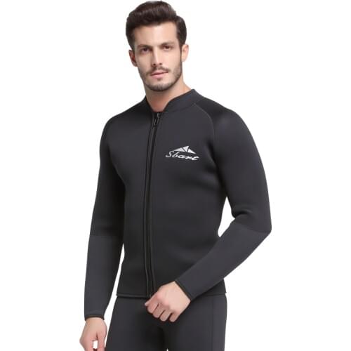 5mm Neoprene Wetsuit Jacket Front Zipper Long Sleeve Wetsuits Top Mens Black Wet Suit for Diving Surfing Snorkeling Swimming
