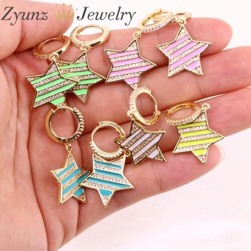 5 Pairs, New Creative Oil Drop Colorful Star Earrings Vintage Simple Star Dangle Earrings For Women Girls Fashion Jewelry